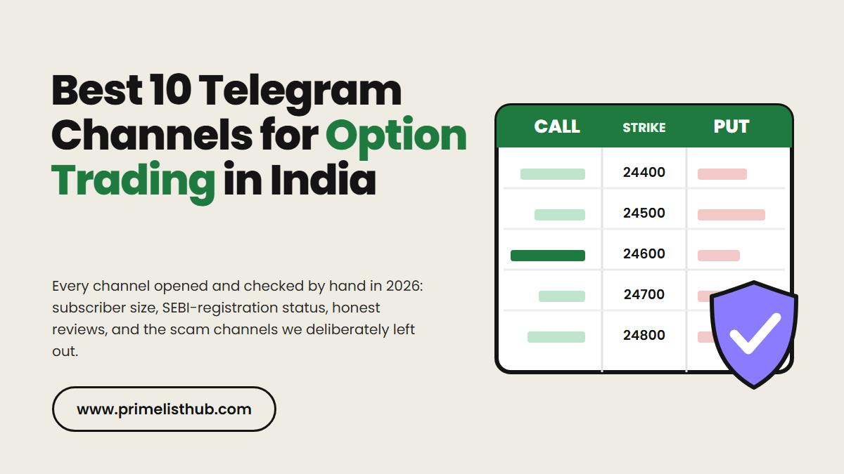 Best Telegram channels for option trading in India, shown as an option chain with a verified badge